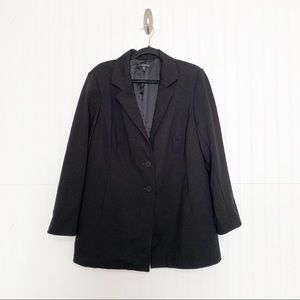 Eileen Fisher Solid Black Button Blazer Jacket